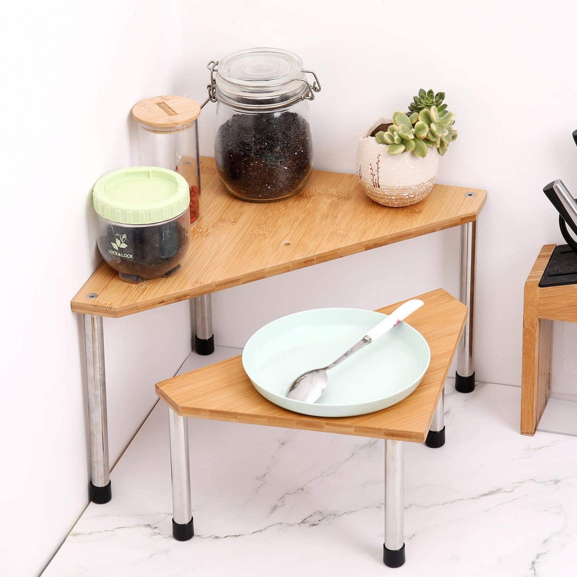 Kitchen Counter Top Corner Shelf 2 TierSpice RackStanding Etsy