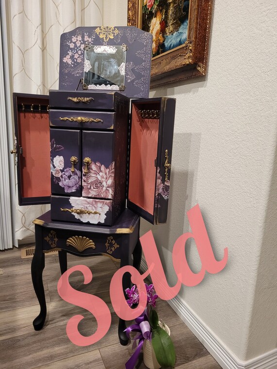 Sold Out french Country Jewelry Armoire Purple Floral Romantic