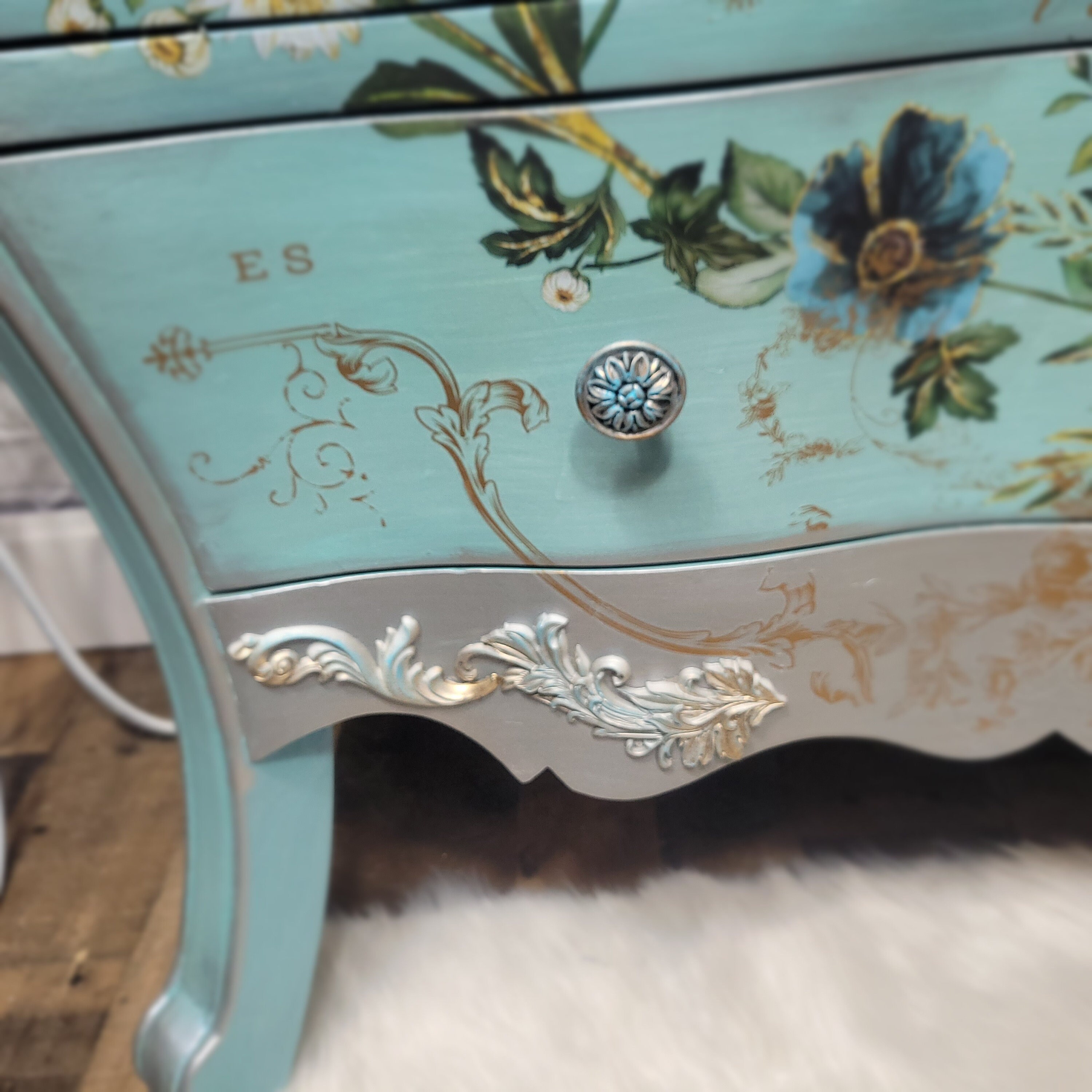 Painted Furniture Epoxy Top Vintage Dresser Tiffany Blue Etsy