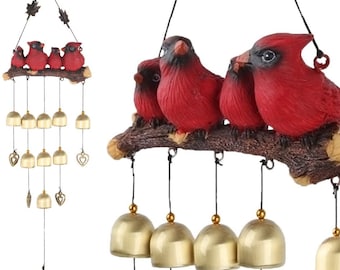 When a Cardinal Appears your Yard Its a Visitor from Heaven Saying Sympathy Wind Chimes Memorial Windchime for Loss of Loved One Colorful Metal with a Cardinal Figurine Hanging Pendant Bottom