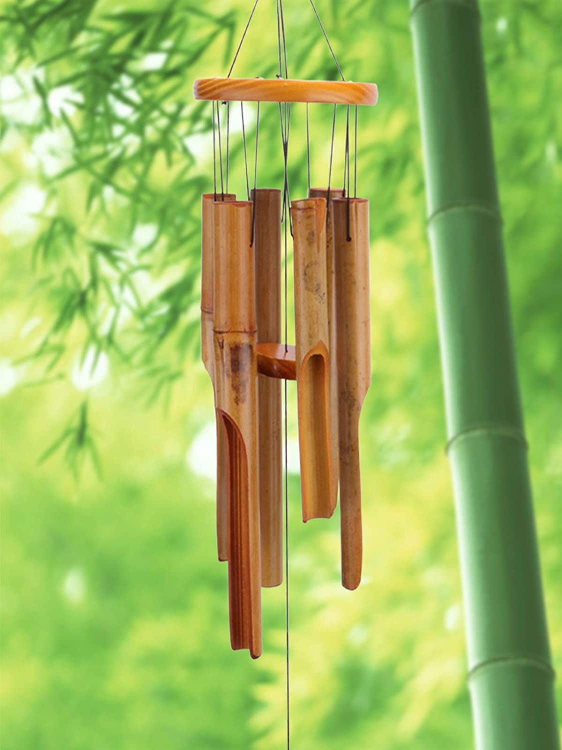 Wooden Wind Chimes Memorial Windchime Hanging Outdoor Bamboo Etsy