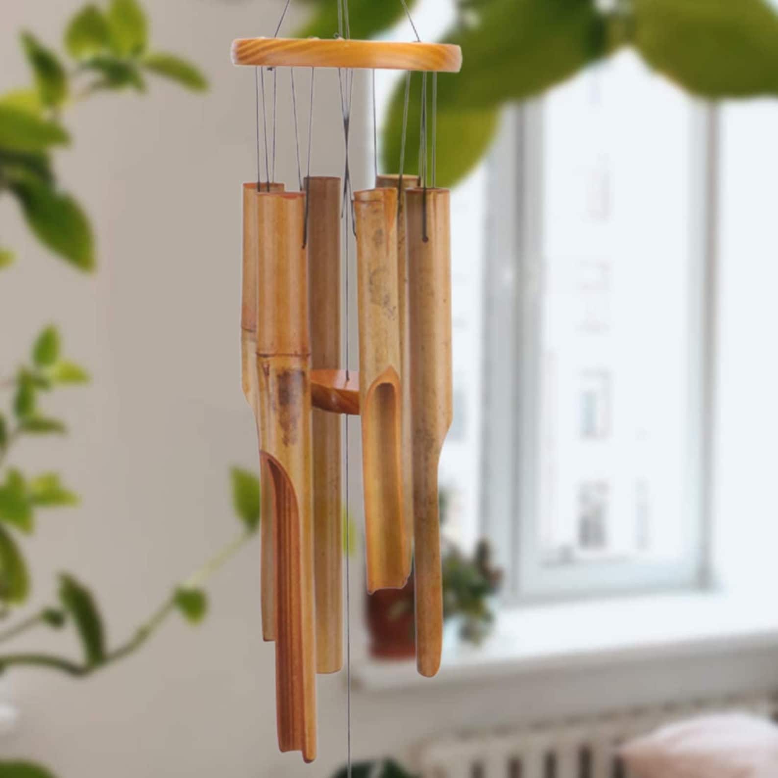 Wooden Wind Chimes Memorial Windchime Hanging Outdoor Bamboo Etsy