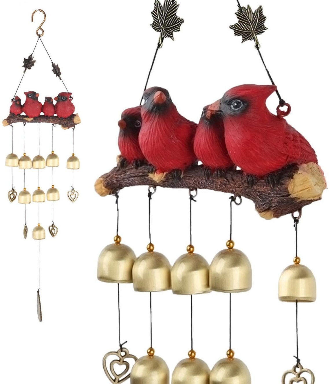 Red Bird Wind Chime Cardinal Wind Chime with 9 Bells Etsy