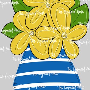 TEMPLATE : Yellow and Blue Floral door hanger digital download