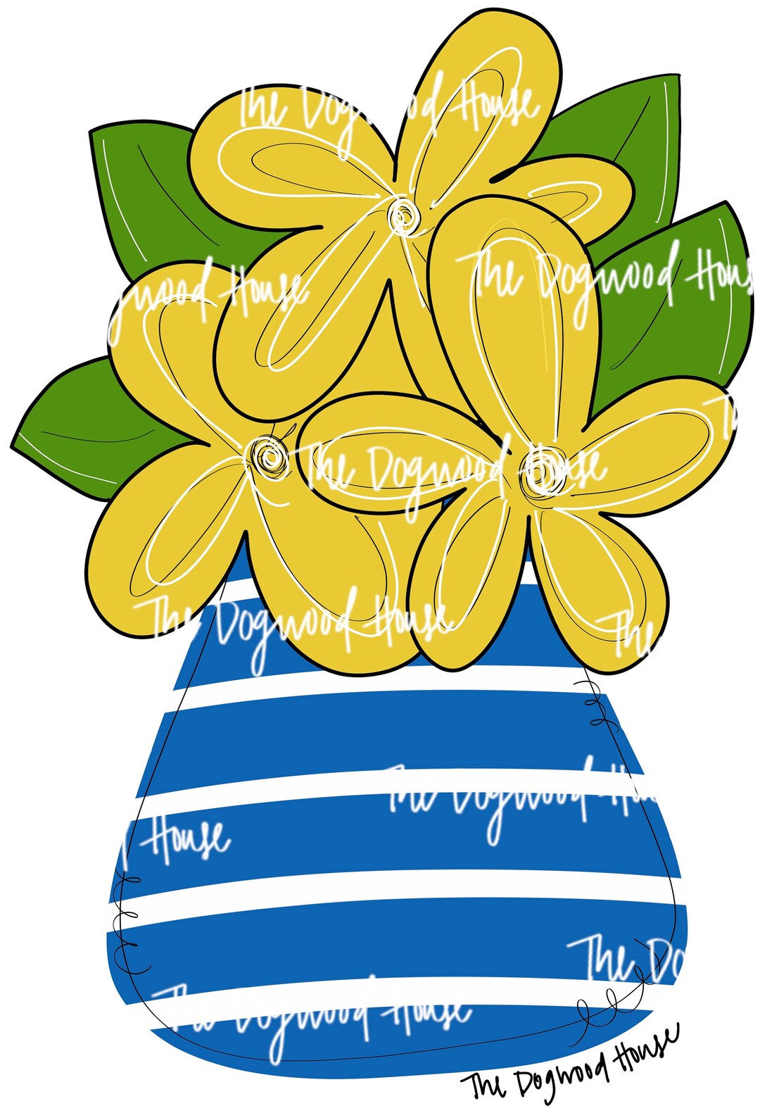 TEMPLATE Yellow Flower Vase printable Door Hanger Template Etsy