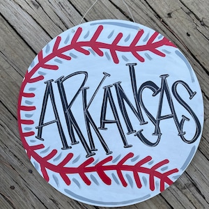 Arkansas Baseball Wooden Doorhanger