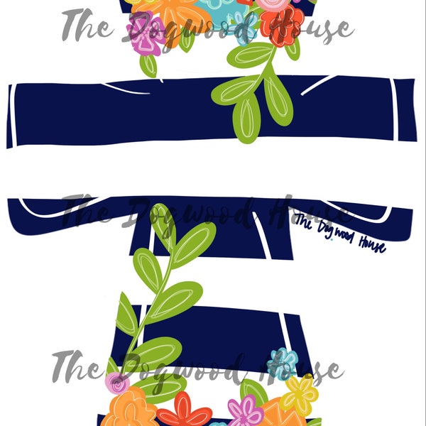 TEMPLATE: Floral Stripe Cross door hanger printable template