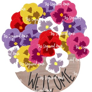 TEMPLATE: Pansy flower pot -printable door hanger template