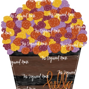 TEMPLATE: Fall Mums bucket digital door hanger printable download