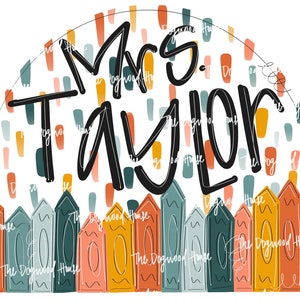 TEMPLATE: Crayon School Teacher Arch digital door hanger printable download