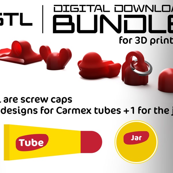 Digital - The ORIGINAL Carmex Screw on Keyring Cap and More STL File Bundle for 3D Printing