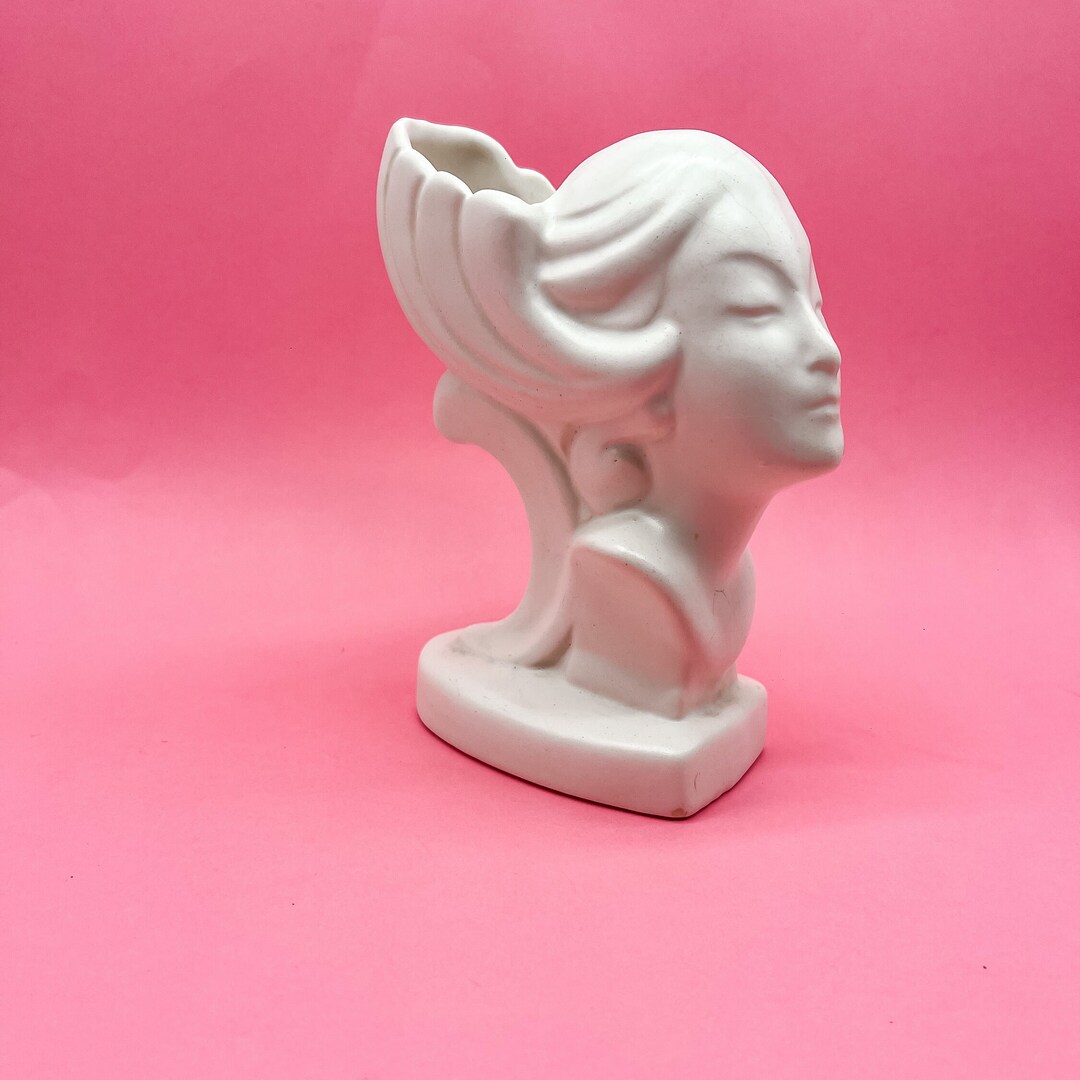Vintage Art Deco Women's Bust Head Vase Statue Etsy