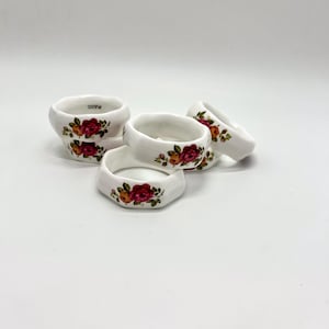 Vintage AJL Bone China Napkin Rings | Vintage Napkin Rings | Table Setting | Floral Napkin Rings | Housewarming Gift