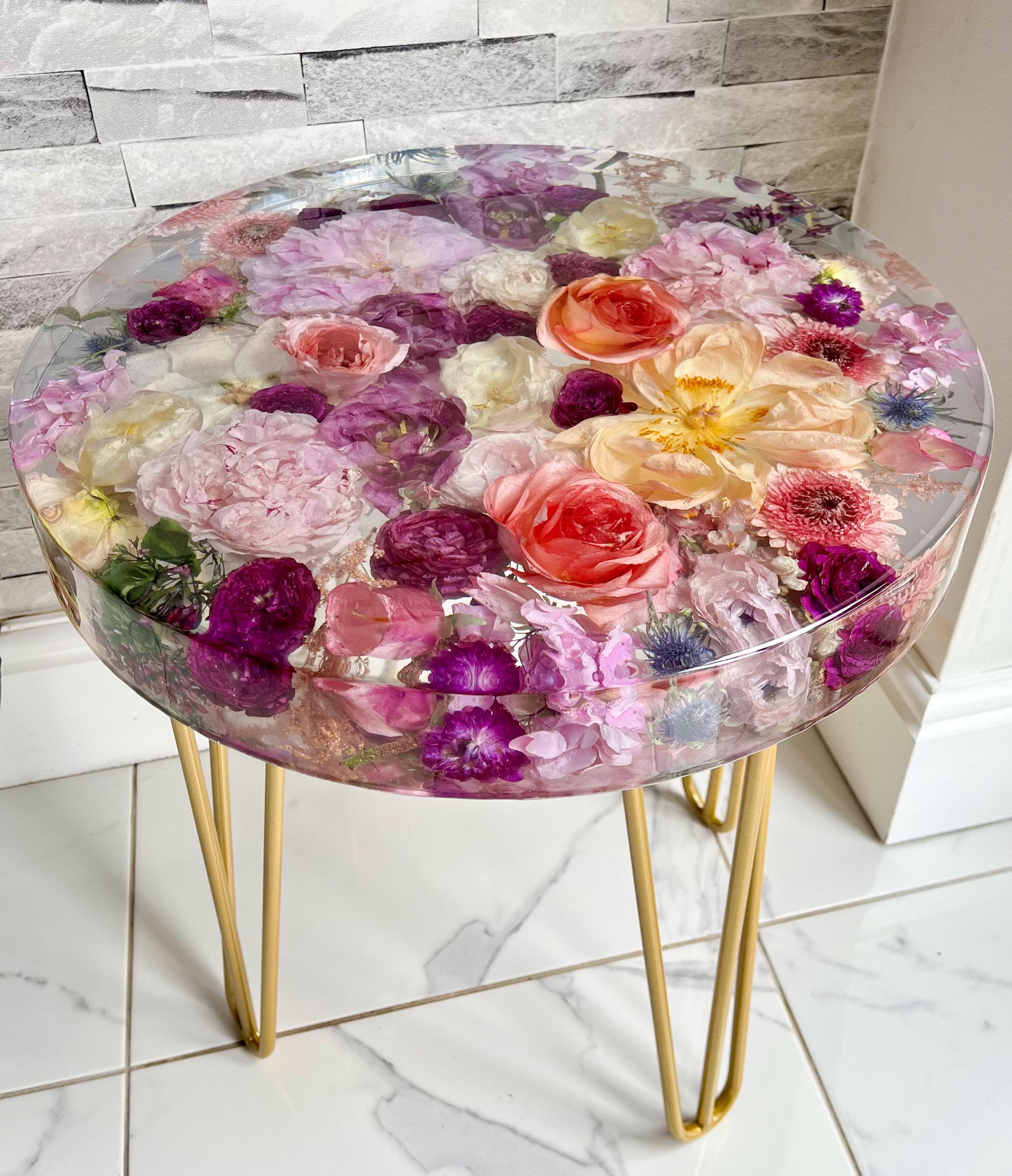 Bespoke Resin Flower Side Table | Wedding Bouquet Preservation - Etsy