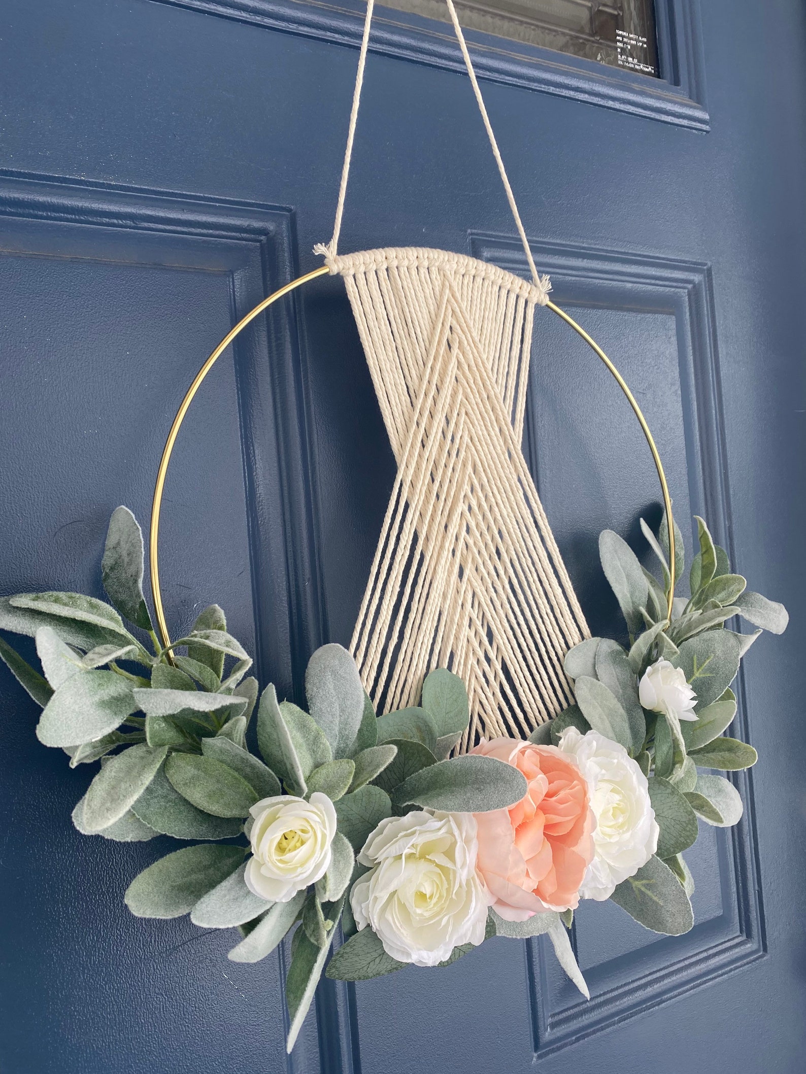 Boho Wreath Macrame Hoop Macrame Wreath Hoop Wreath Floral Etsy