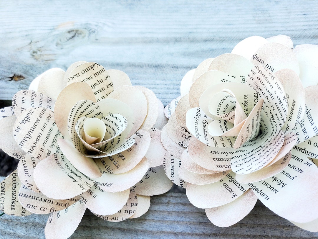 Book Paper Roses, Book Paper Flowers, Stem Roses, Single Stem, Classic , Bedroom Hangings, Event