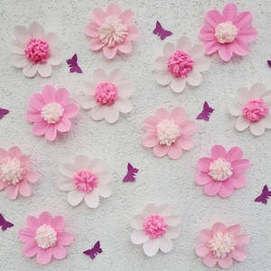 Nursery Paper Flowers Wall Decor - Paper Flowers Set - Nursery Paper Flower Decor - Baby Shower Decor