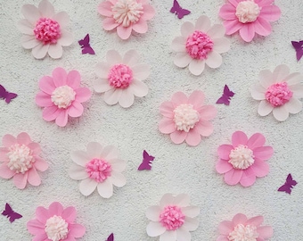 Kinderzimmer Papier Blumen Wand dekor - PapierBlumen Set - Kinderzimmer Papier Blumen Dekor - Baby Shower Deko