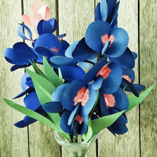 Flowers Bluebonnet, Paper Flower, Texas Bluebonnet, Table centerpiece, Floral Arrangement, Showcase decor