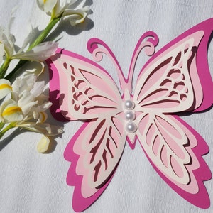 Simple Pink 3D Giant Butterfly Centerpieces-  Nursery Decor - Wall Decals - Wedding Centerpieces - Wall Art - 3D Butterfly Art - Window