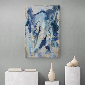 Subhannalah Islamic Wall Art: &quot;Blue Flame&quot; modern Arabic Calligraphy canvas print glass metal, Islamic gifts for wedding housewarming Eid