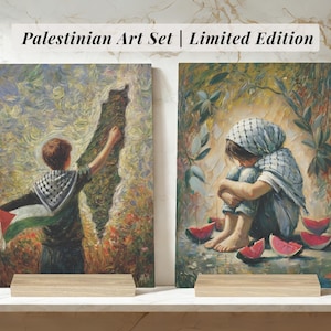 Palestijnse kinderkunstwerken | Arabische kunstset ft watermeloenen kufiya palestina vlagkaart, uniek housewarming islamitisch cadeau voor moslimvriend