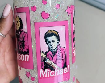 Pink Horror Snowglobe Tumbler – Michael Myers Glitter Cup