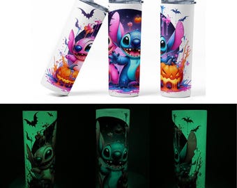 20 oz Glow in the Dark Stitch & Angel Tumbler