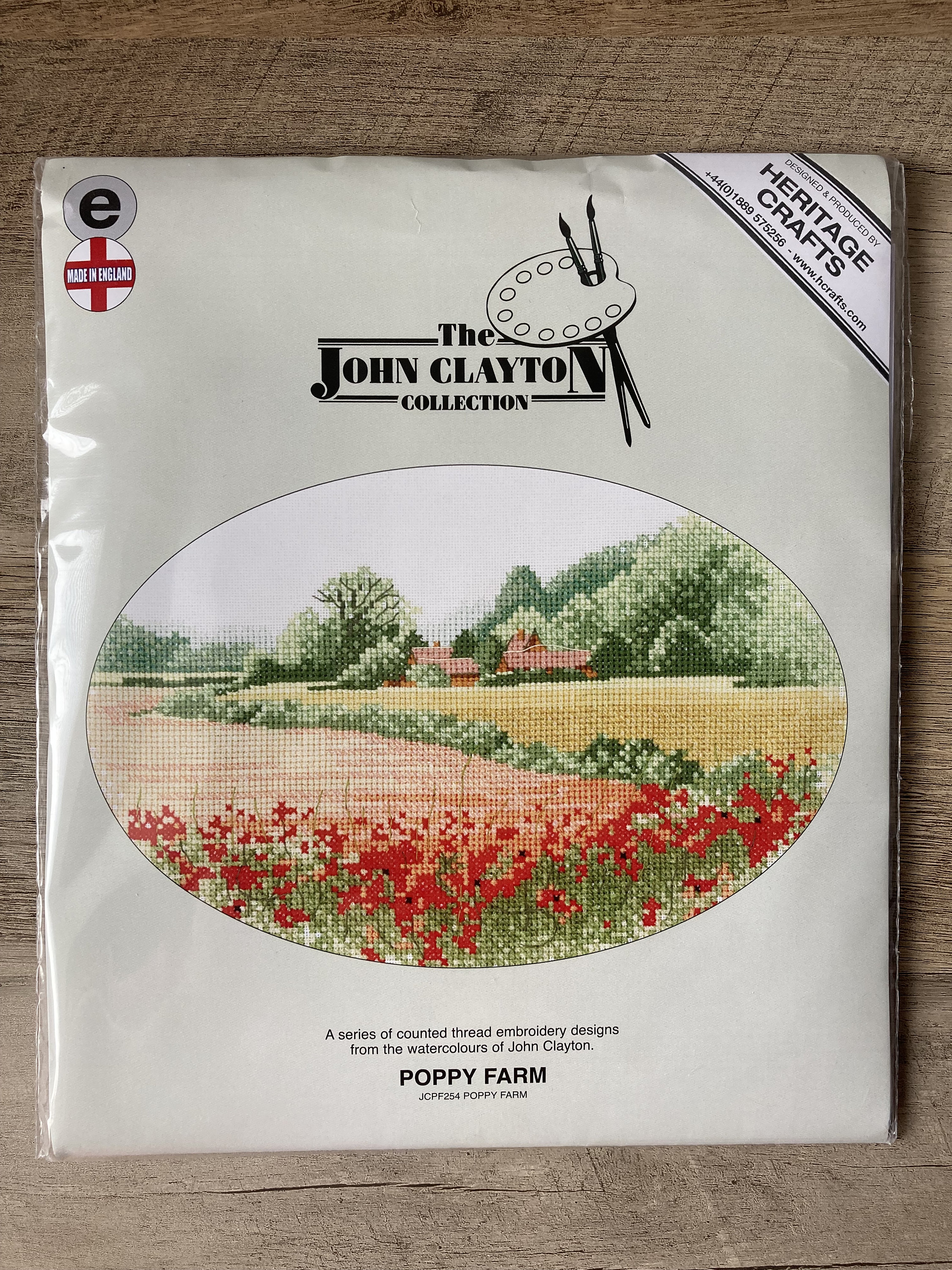 NEW! HERITAGE CRAFT Counted Cross Stitch Kit "Poppy Farm" By John Clayton