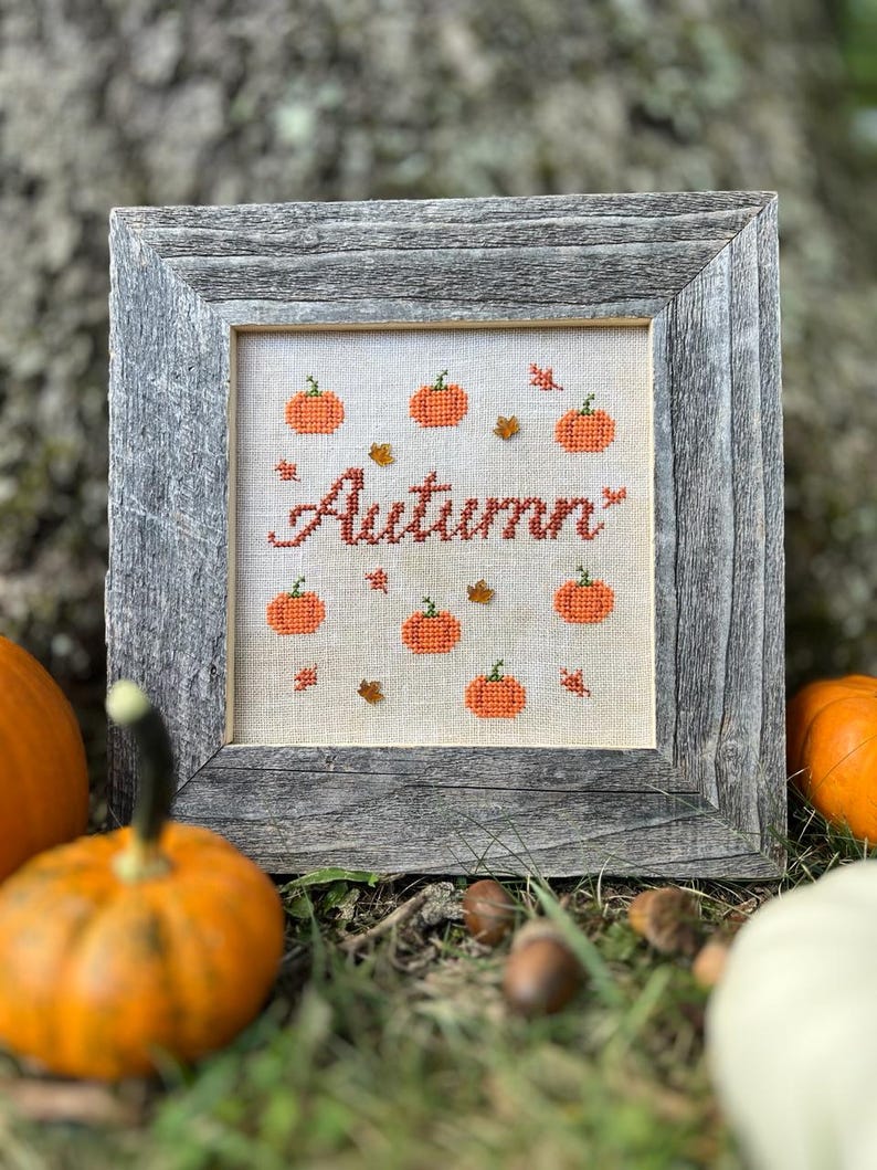 Rustic Pumpkin Cross Stitch Pattern: Farmhouse Autumn Decor (PDF) - Etsy