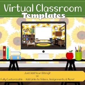Virtuelle Klassenzimmer Sonnenblume Thema | Fernunterricht | Bildung | Studentenbeteiligung | Klasse Gemeinschaft | Google-Folien &quot;EDITABLE&quot;