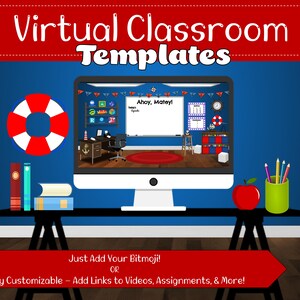Virtuelle Klassenzimmer nautische Thema | Fernunterricht | Bildung | Studentenbeteiligung | Klasse Gemeinschaft | Google-Folien &quot;EDITABLE&quot;