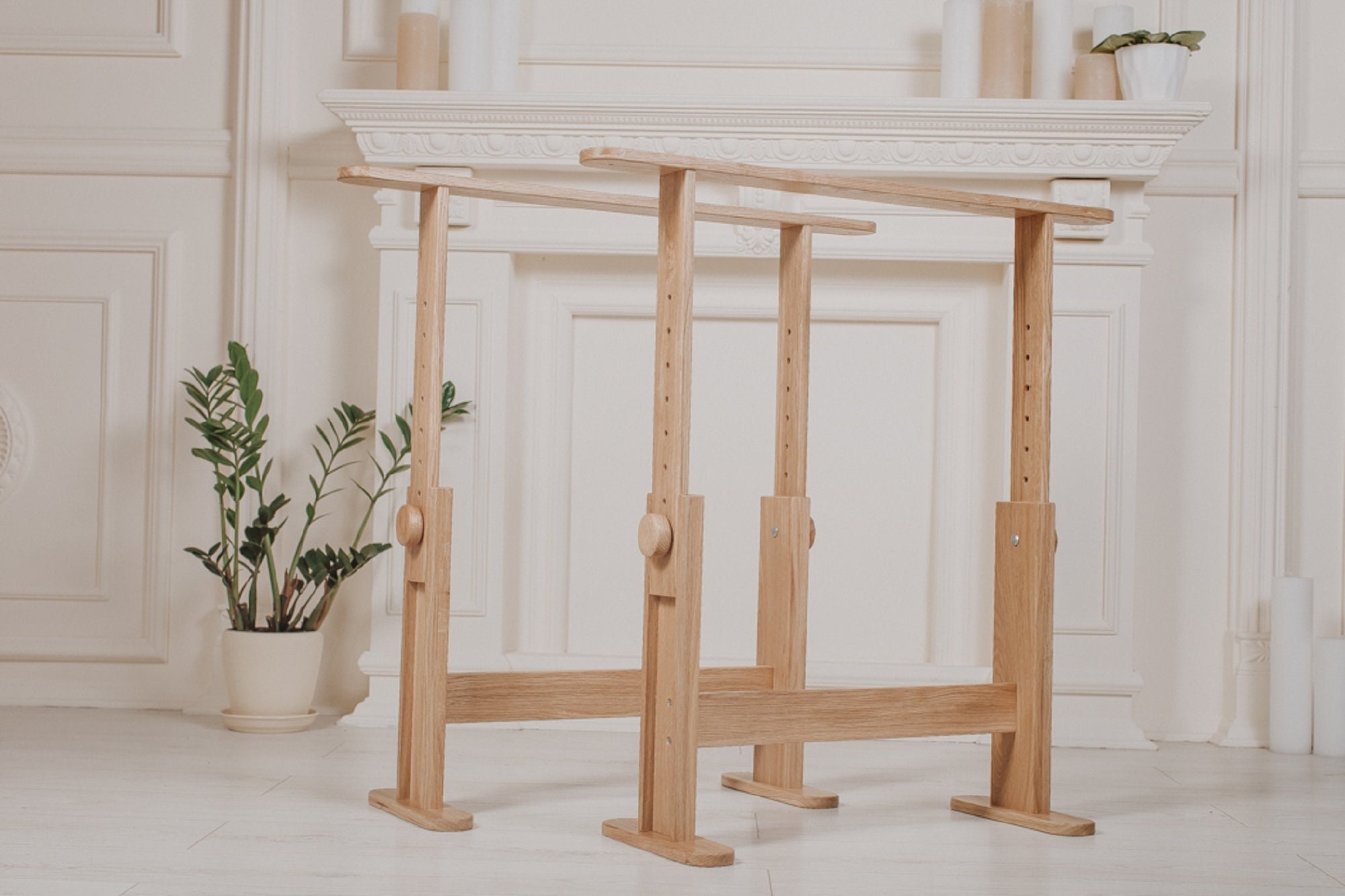 Trestle for Embroidery Frame, Oaken Stand for Embroidery Frame