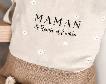 Tote bag personnalisé Marguerites fête des mères