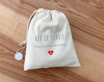 Pochon Kit de survie des futurs parents - personnalisable