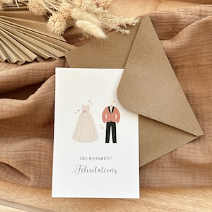 Carte de voeux félicitations mariage - carte de mariage - félicitations aux mariés - carte de mariage chic et élégante