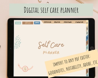 Planificador de cuidado personal, Planificador digital, Planificador de bienestar, Planificador Goodnotes, Planificador digital, Plantilla Goodnotes, Seguimiento de hábitos, Seguimiento del sueño