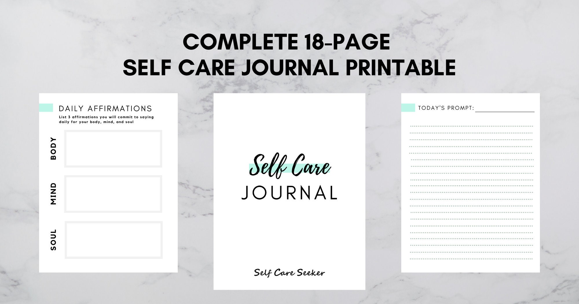 Self Care Journal Printable Pages PDF | Etsy