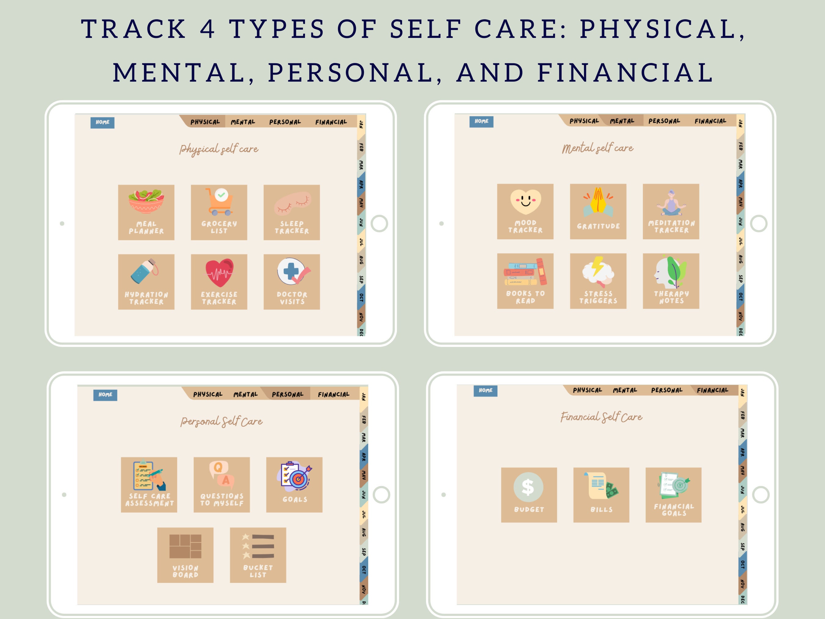 Self Care Planner, Digital Planner, Wellness Planner, Goodnotes Planner ...
