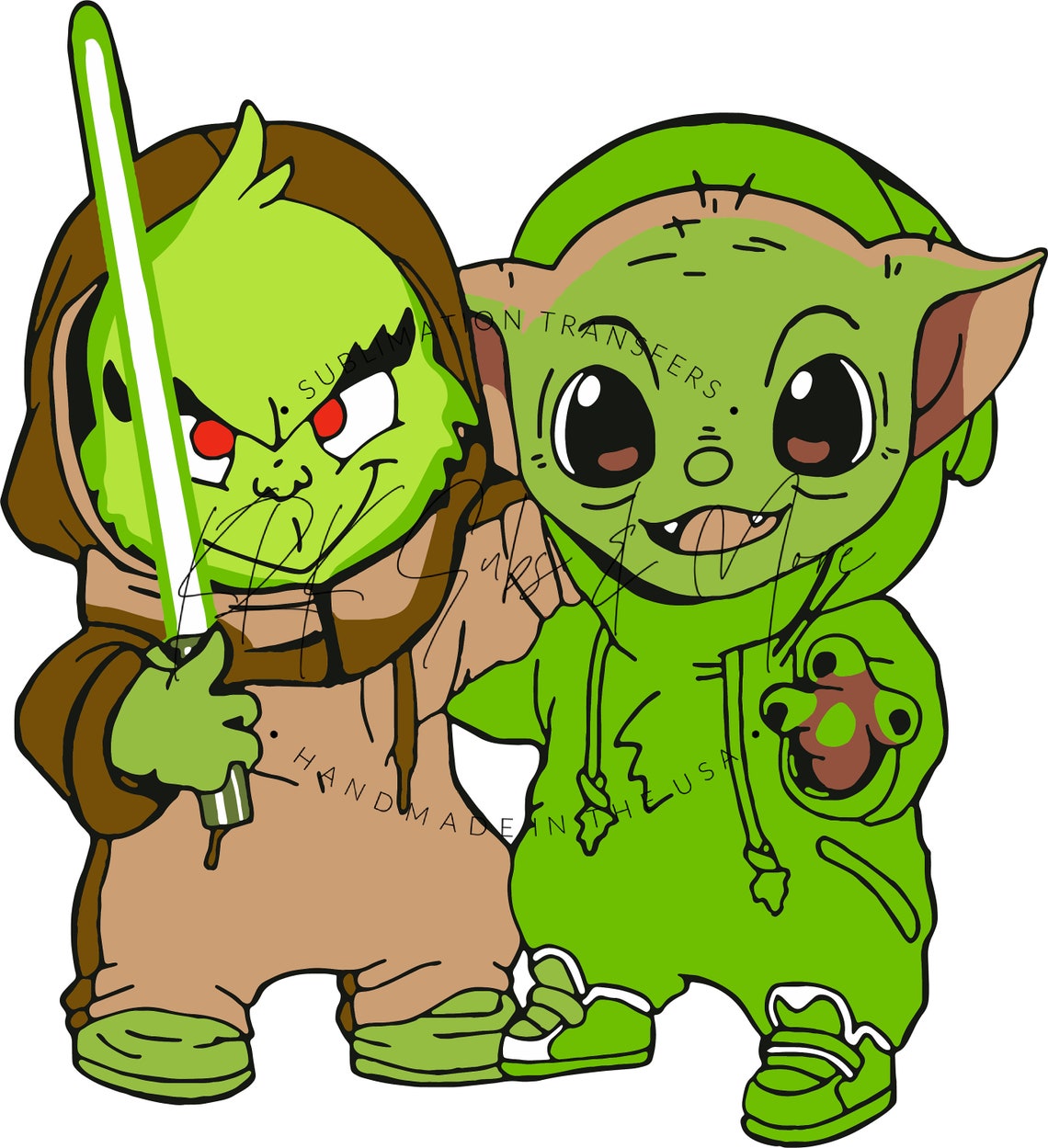 Baby Grinch and Yoda Inspired Sublimation Transfer Etsy