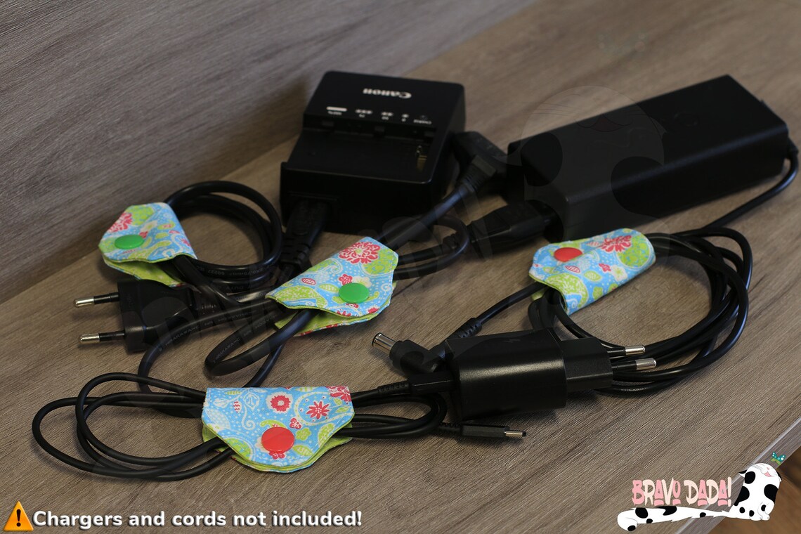 Fabric Cord Keeper, Earbuds Holder, Cord Wrap, Cable Organizer, Cord