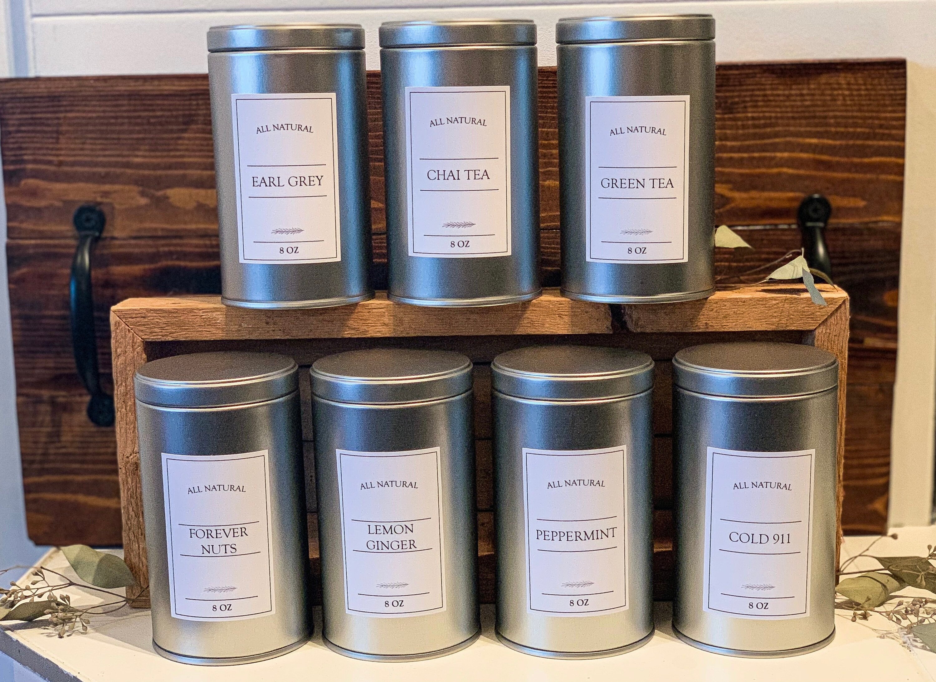 TEA TIN LABELS Waterproof Labels organized kitchen Tea Etsy