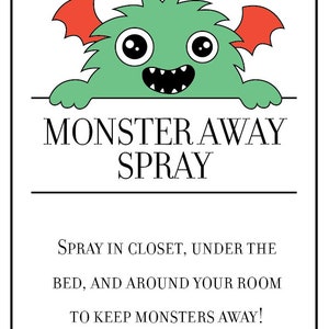 Monster Away Spray Labels Waterproof Label Kids Label | Etsy