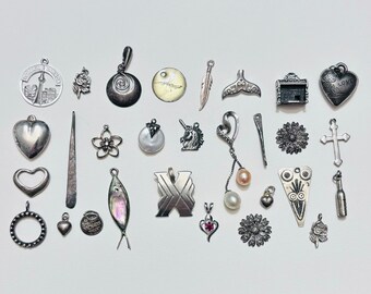 Lot Of Small Stamped .925/Sterling/Silver Tone Charms/Pendants