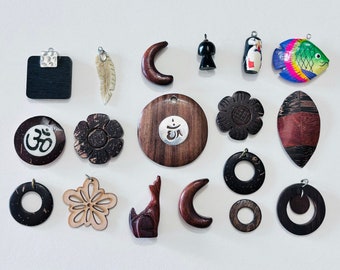 Lot Of Assorted Wood/Theme Charms/Pendants