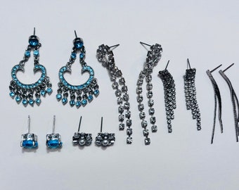 Lot de boucles d'oreilles vintage argentées