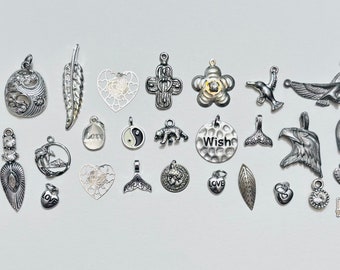 Lot Of Small Size Silver Tone Charms/Pendants