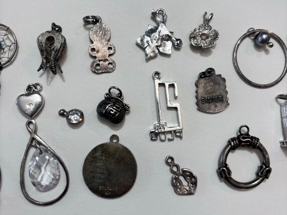 Lot Of Small Stamped .925/Sterling/Silver Tone Ch… - image 7