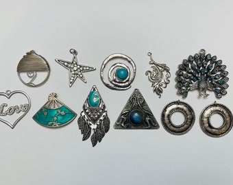 Lot Of Large Size Silver Tone Charms/Pendants