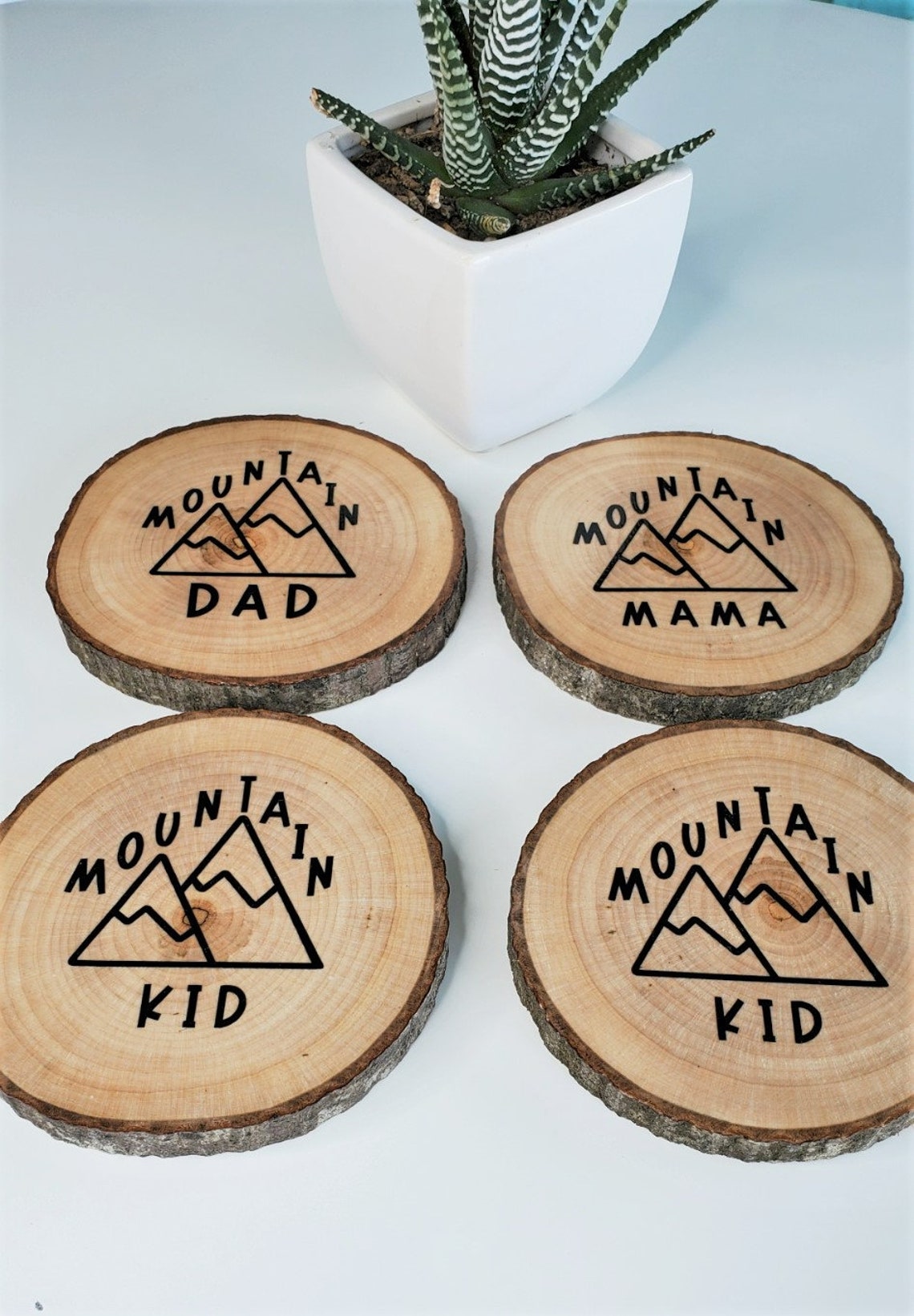 Family Coaster Set of 4 Custom Coasters Salvaged Wood Gift Etsy